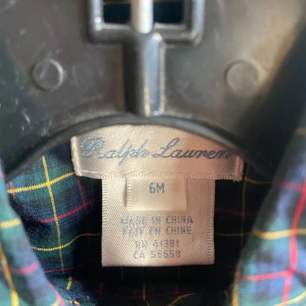 Ralph Lauren 2pc Corduroy Overalls Plaid Shirt Set Baby Boy 6M Holiday Preppy